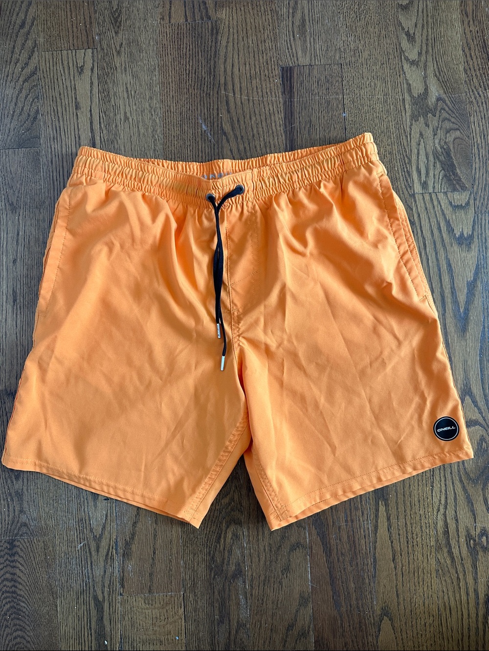 O'Neill Men's Bright Orange Swim Trunks with Black Drawcord Medium